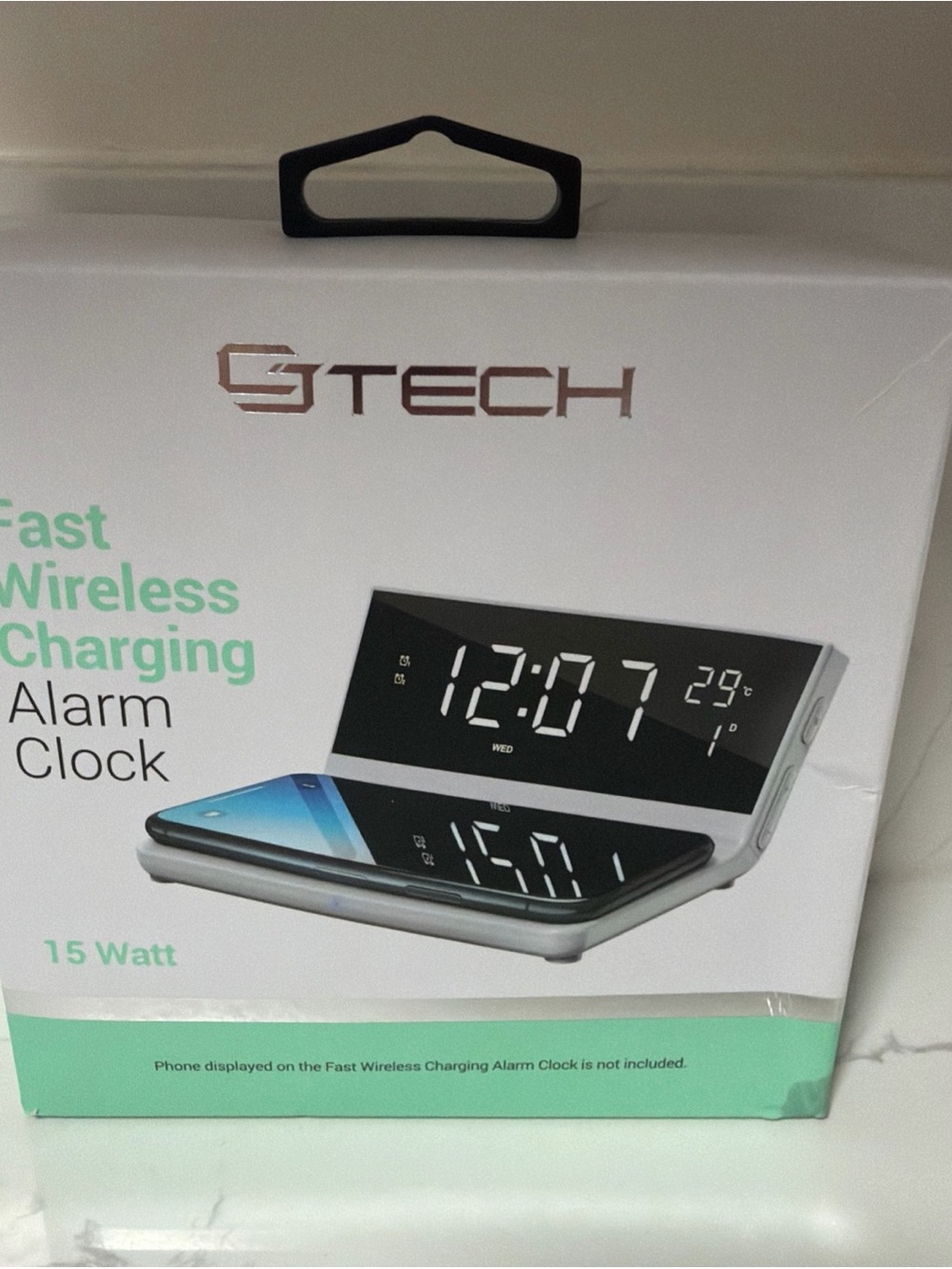 CJTech 15 Watt Fast Wireless Charging Alarm Clock Digital Temperature Calendar